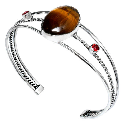 Premium Tiger Eye & Garnet Cuff Bangle Bracelet B-1011 51-EB10535