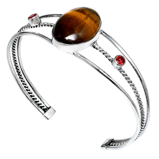 Premium Tiger Eye & Garnet Cuff Bangle Bracelet B-1011 51-EB10535