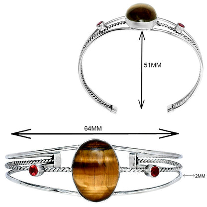 Premium Tiger Eye & Garnet Cuff Bangle Bracelet B-1011 51-EB10535