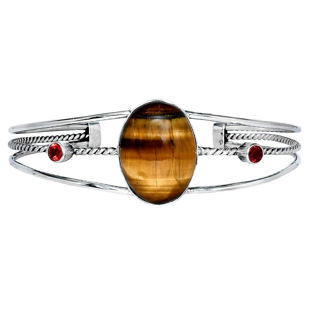 Premium Tiger Eye & Garnet Cuff Bangle Bracelet B-1011 51-EB10535