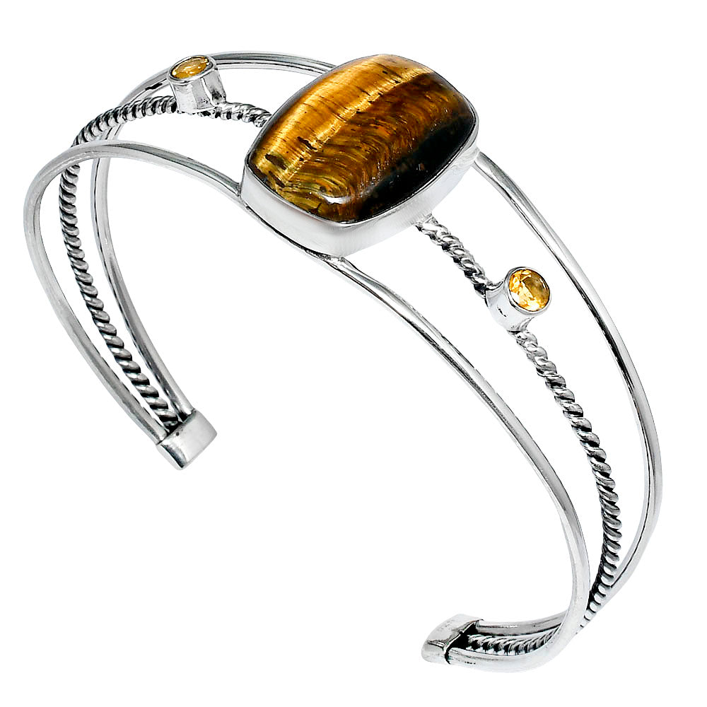 Premium Tiger Eye & Citrine Cuff Bangle Bracelet B-1011 51-EB10536