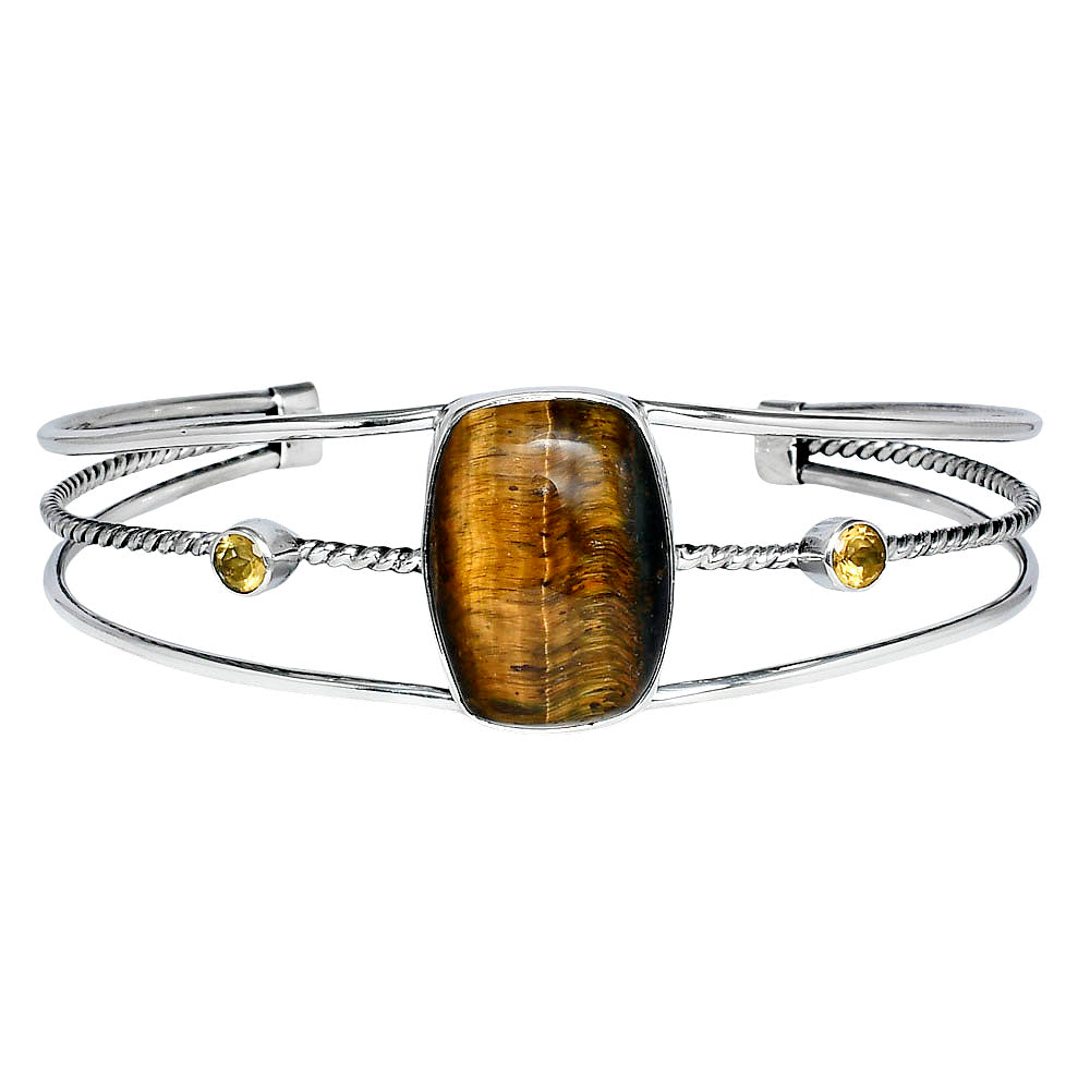 Premium Tiger Eye & Citrine Cuff Bangle Bracelet B-1011 51-EB10536