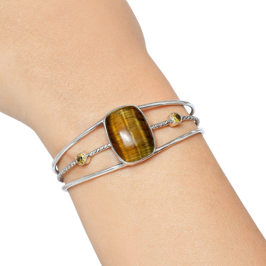 Premium Tiger Eye & Citrine Cuff Bangle Bracelet B-1011 51-EB10536