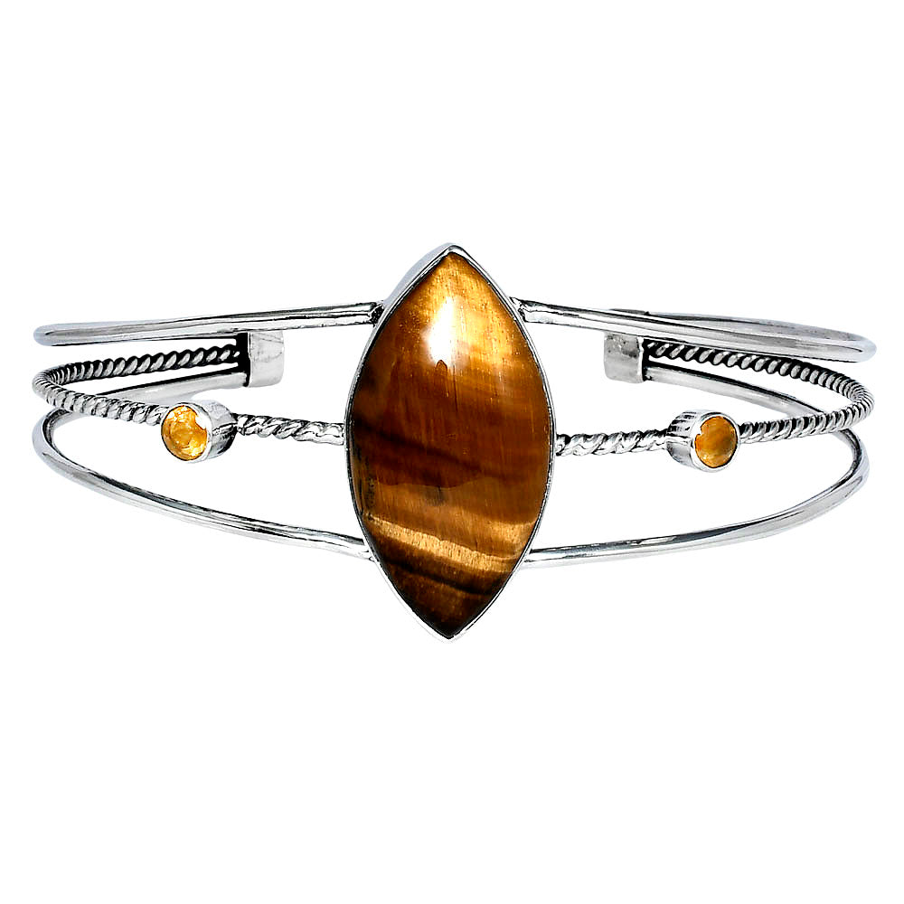 Premium Tiger Eye & Citrine Cuff Bangle Bracelet B-1011 51-EB10537