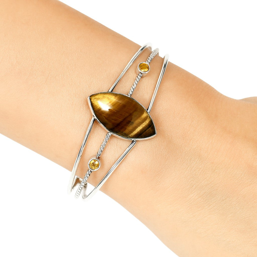 Premium Tiger Eye & Citrine Cuff Bangle Bracelet B-1011 51-EB10537