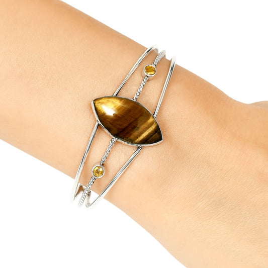 Premium Tiger Eye & Citrine Cuff Bangle Bracelet B-1011 51-EB10537