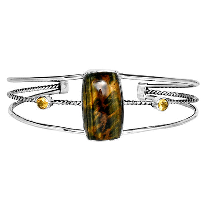 Premium Blue Tiger Eye & Citrine Cuff Bangle Bracelet B-1011 51-EB10538