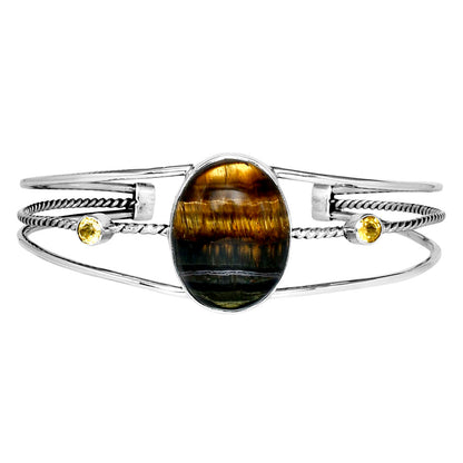 Premium Blue Tiger Eye & Citrine Cuff Bangle Bracelet B-1011 51-EB10539