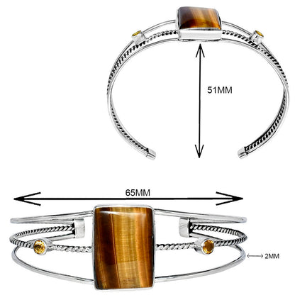 Premium Tiger Eye & Citrine Cuff Bangle Bracelet B-1011 51-EB10540