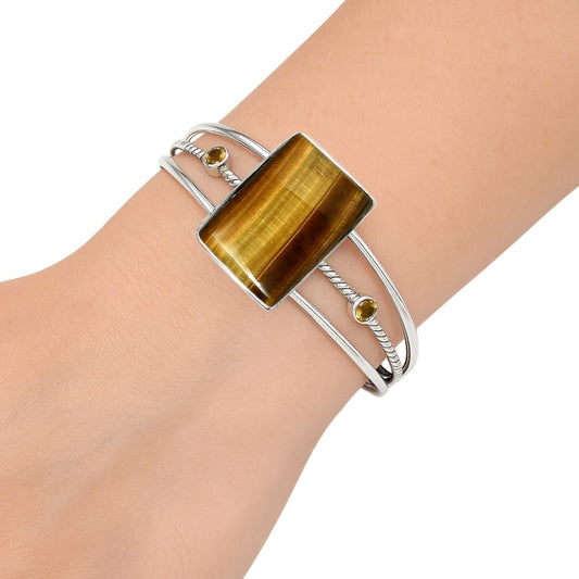 Premium Tiger Eye & Citrine Cuff Bangle Bracelet B-1011 51-EB10540