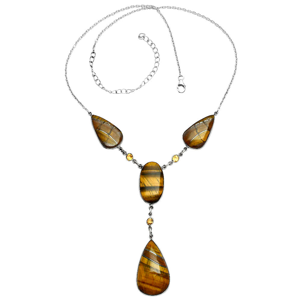 Premium Quality Tiger Eye - Africa & Citrine Necklace N-1023 51-EN10142