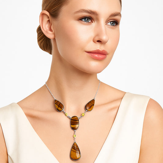 Premium Quality Tiger Eye - Africa & Citrine Necklace N-1023 51-EN10142