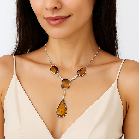 Premium Quality Tiger Eye - Africa & Citrine Necklace N-1023 51-EN10144