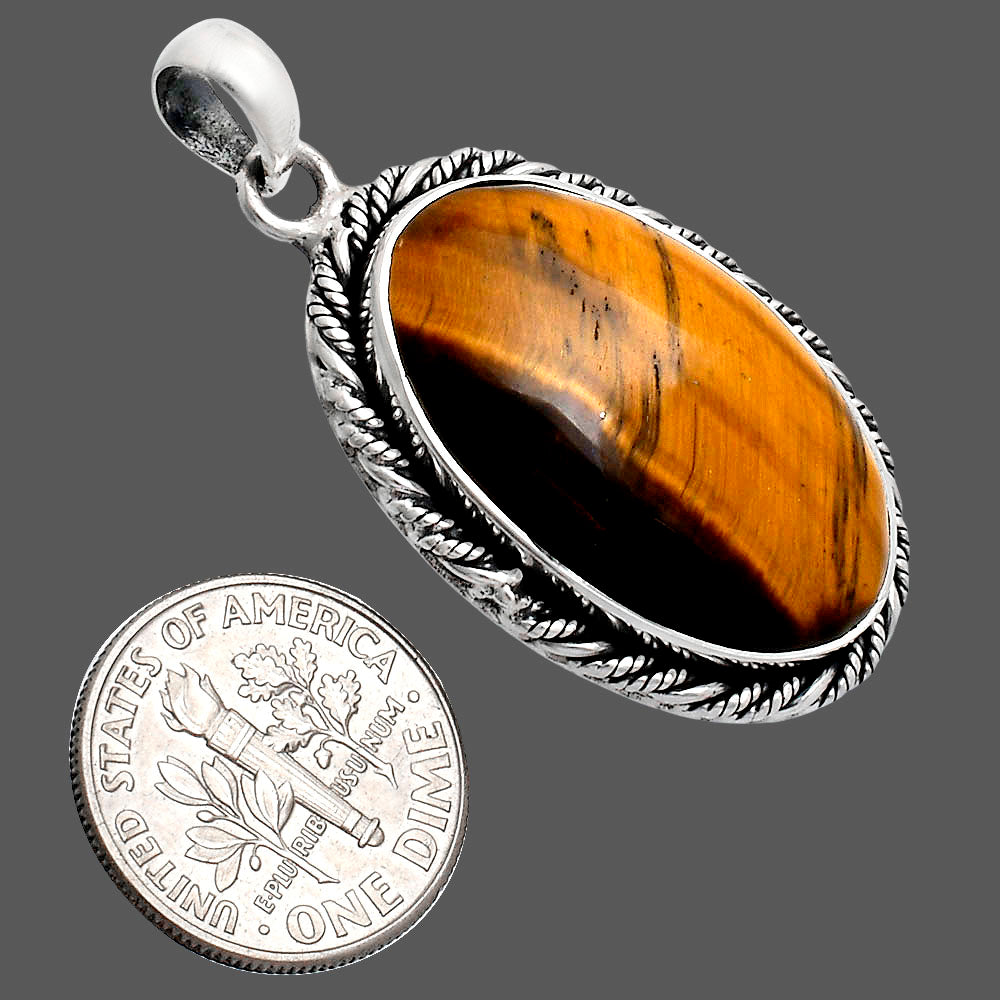 Premium Quality Natural Tiger Eye Pendant P-1074 51-EP10408