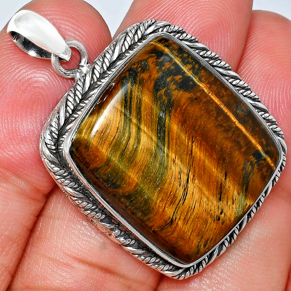 Premium Quality Natural Tiger Eye Pendant P-1074 51-EP10410