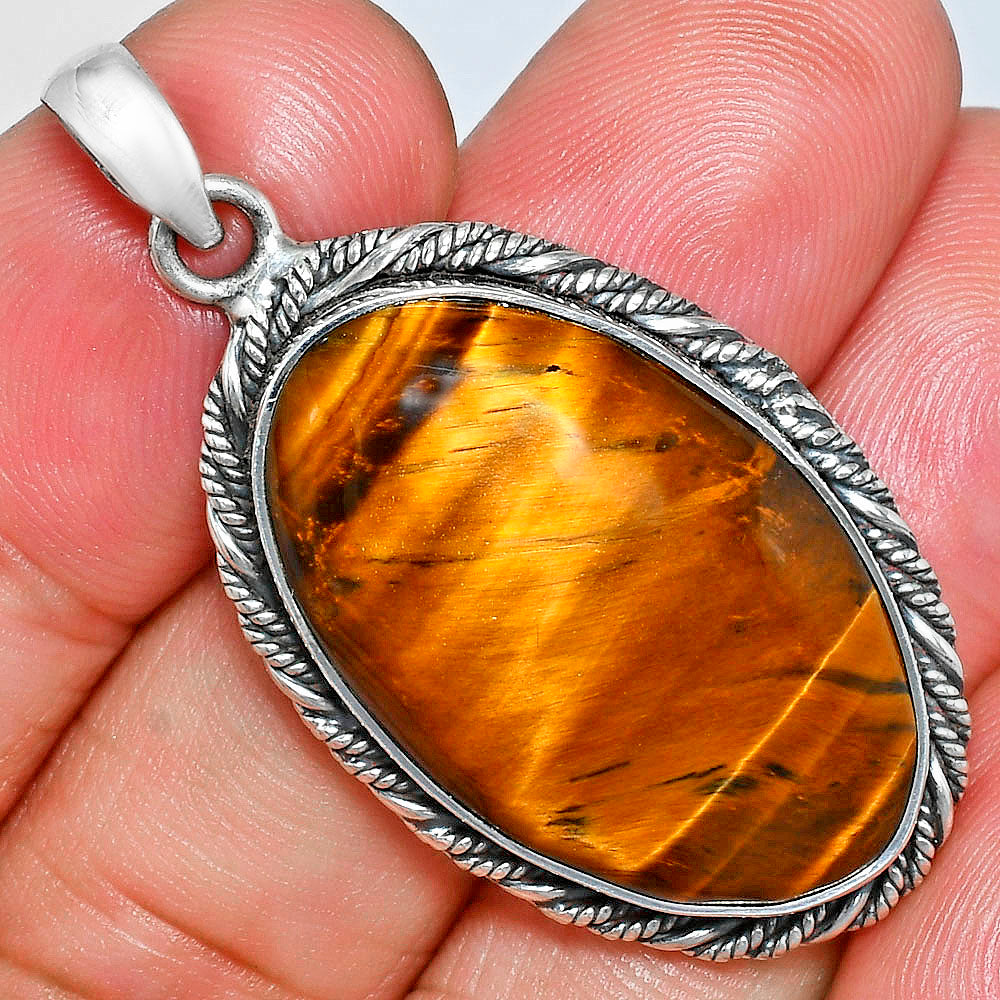 Premium Quality Natural Tiger Eye Pendant P-1074 51-EP10412