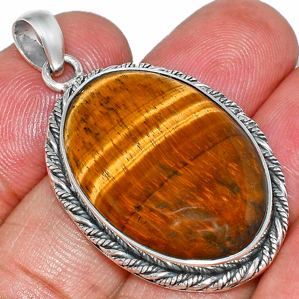 Premium Quality Natural Tiger Eye Pendant P-1074 51-EP10413