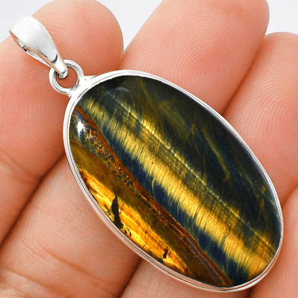 Premium Quality Blue Tiger Eye Pendant P-1124 51-EP10415