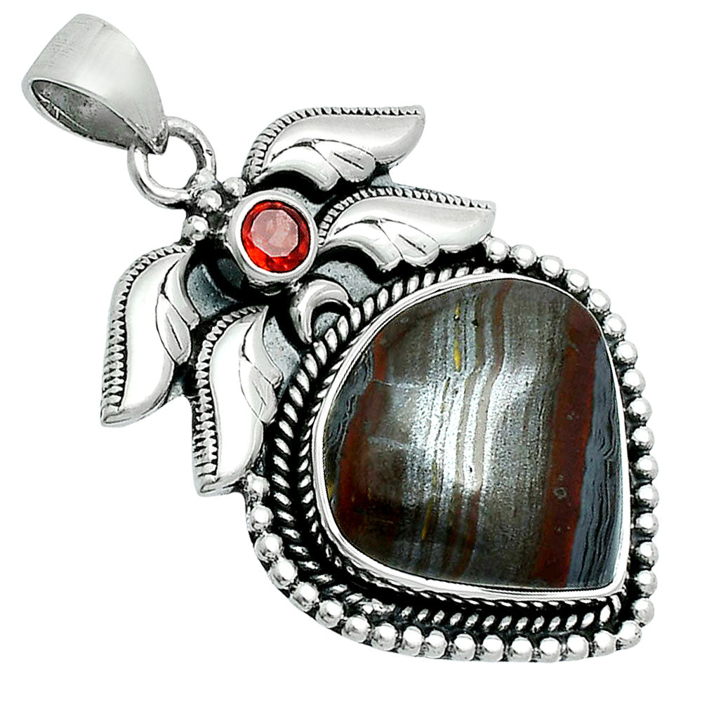 Premium Quality Iron Tiger Eye & Garnet Pendant P-1740 51-EP10416
