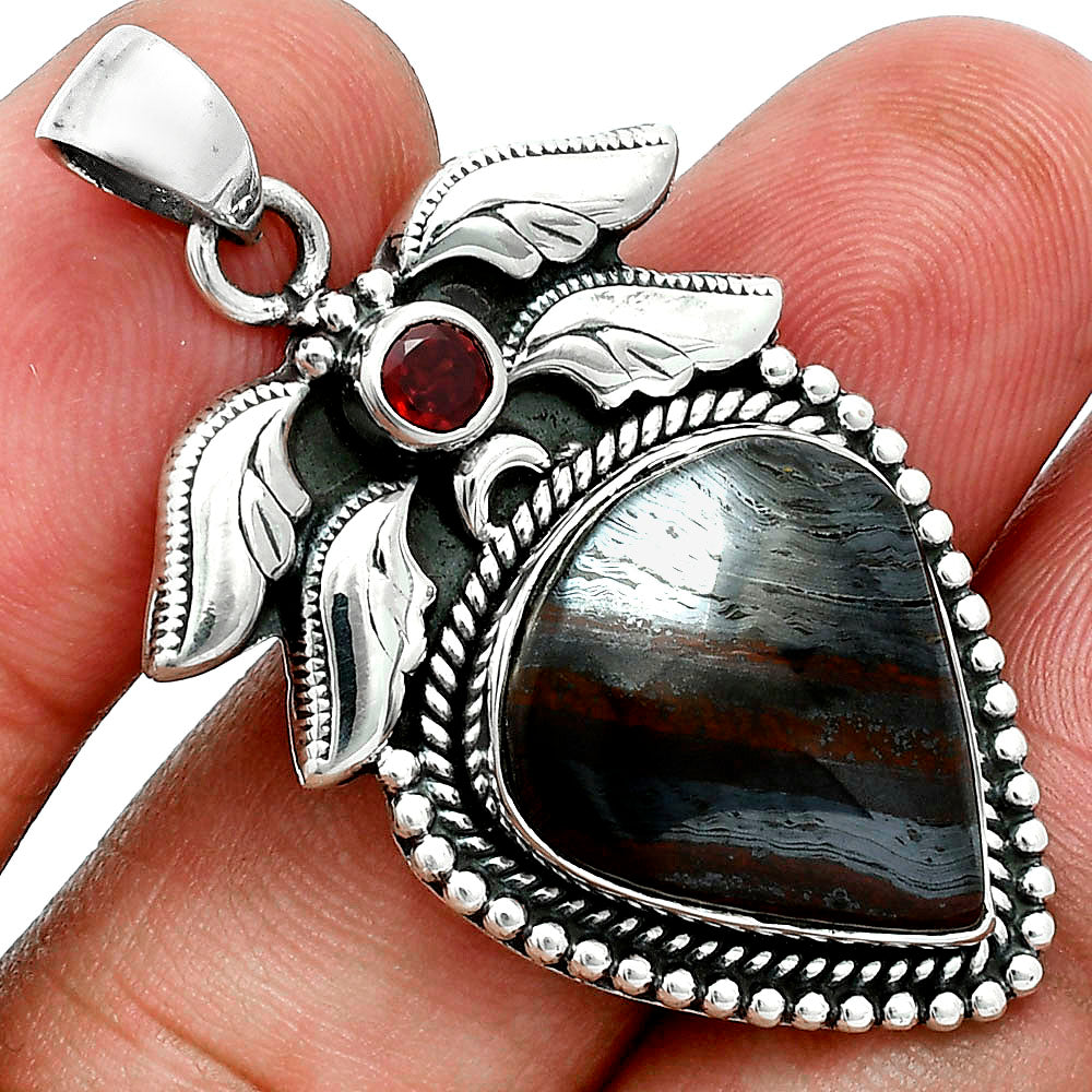 Premium Quality Iron Tiger Eye & Garnet Pendant P-1740 51-EP10417