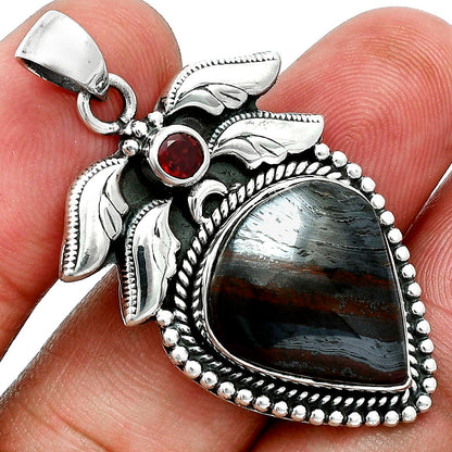Premium Quality Iron Tiger Eye & Garnet Pendant P-1740 51-EP10417