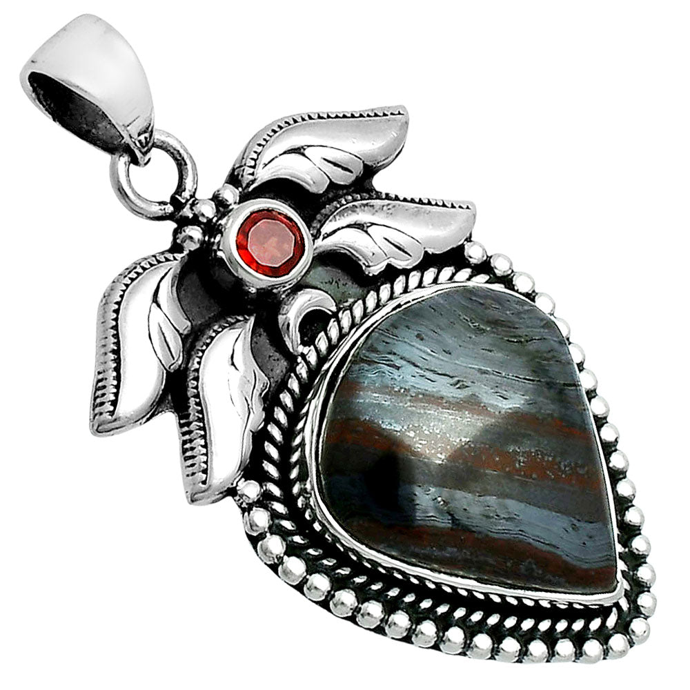 Premium Quality Iron Tiger Eye & Garnet Pendant P-1740 51-EP10417