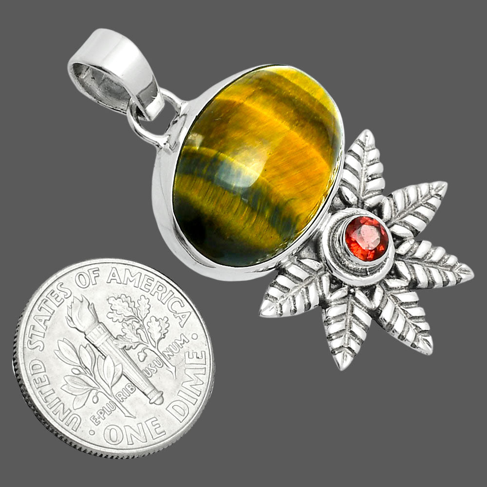 Premium Quality Tiger Eye - Africa & Garnet Pendant P-1425 51-EP10421