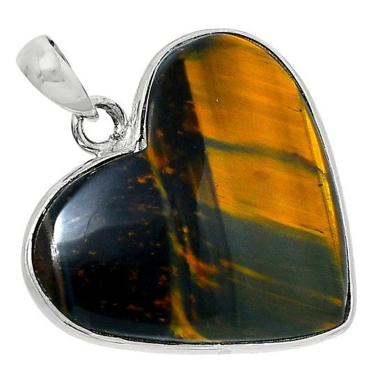 Heart Premium Quality Blue Tiger Eye Pendant P-1043 51-EP10442
