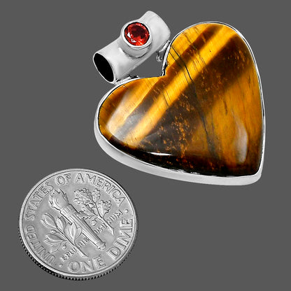 Premium Heart Tiger Eye & Garnet Pendant P-1300 51-EP10446