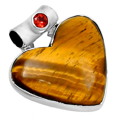 Premium Heart Tiger Eye & Garnet Pendant P-1300 51-EP10448