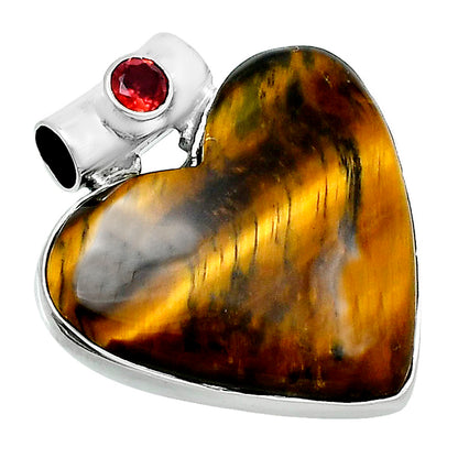 Premium Heart Tiger Eye & Garnet Pendant P-1300 51-EP10449