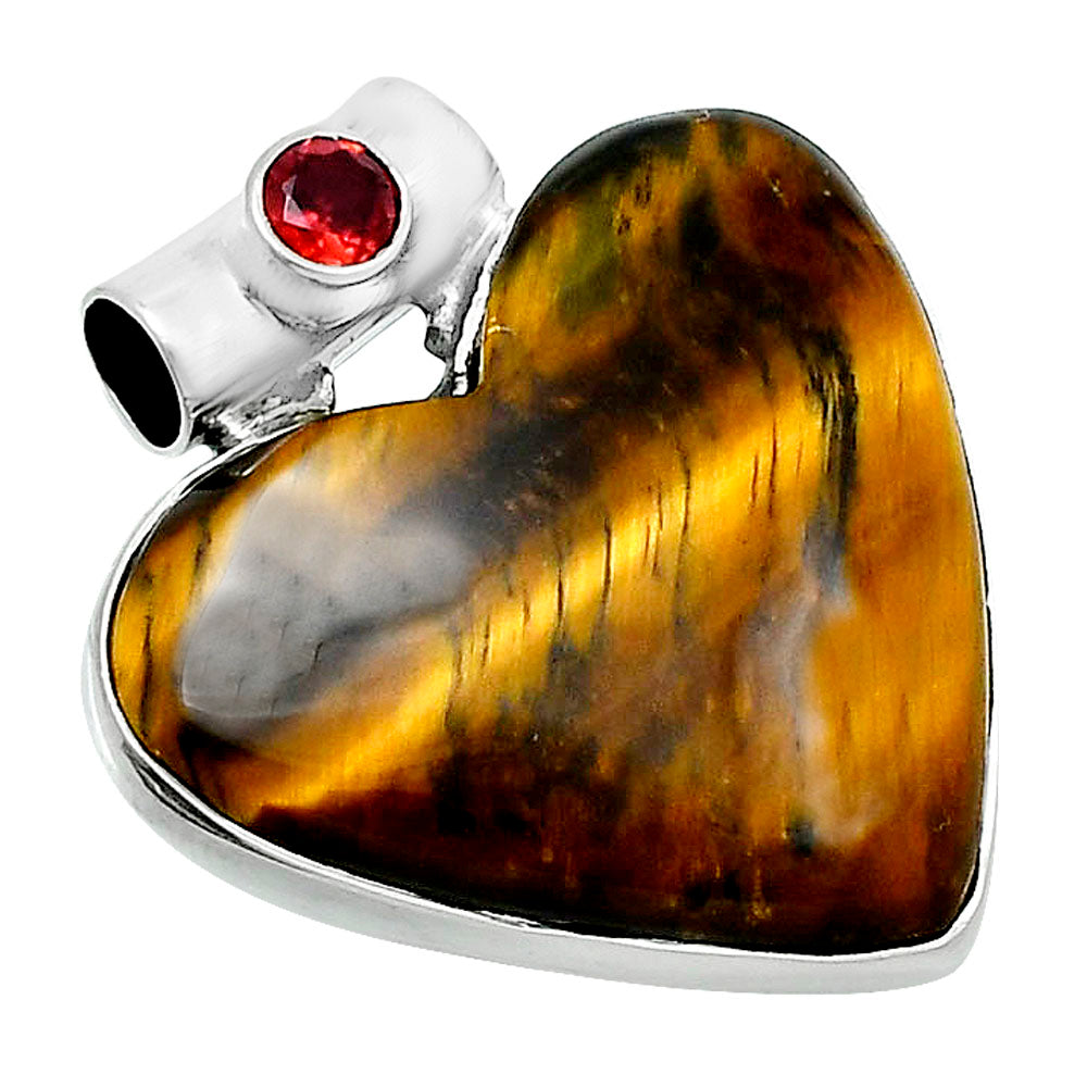 Premium Heart Tiger Eye & Garnet Pendant P-1300 51-EP10449