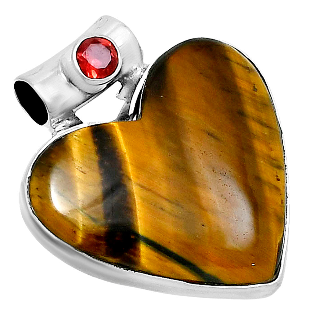 Premium Heart Tiger Eye & Garnet Pendant P-1300 51-EP10450