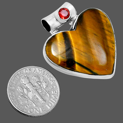 Premium Heart Tiger Eye & Garnet Pendant P-1300 51-EP10450