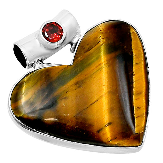 Premium Heart Tiger Eye & Garnet Pendant P-1300 51-EP10451