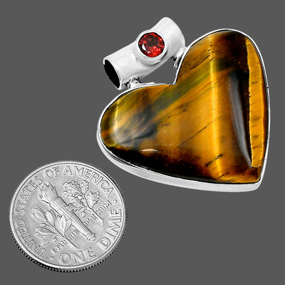 Premium Heart Tiger Eye & Garnet Pendant P-1300 51-EP10451