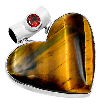 Premium Heart Tiger Eye & Garnet Pendant P-1300 51-EP10451