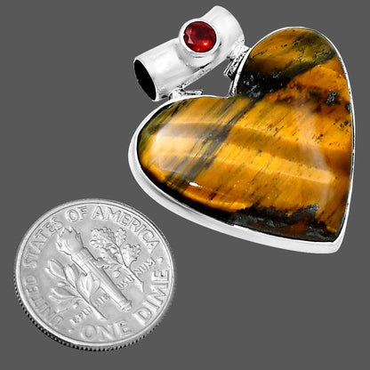 Premium Heart Tiger Eye & Garnet Pendant P-1300 51-EP10452