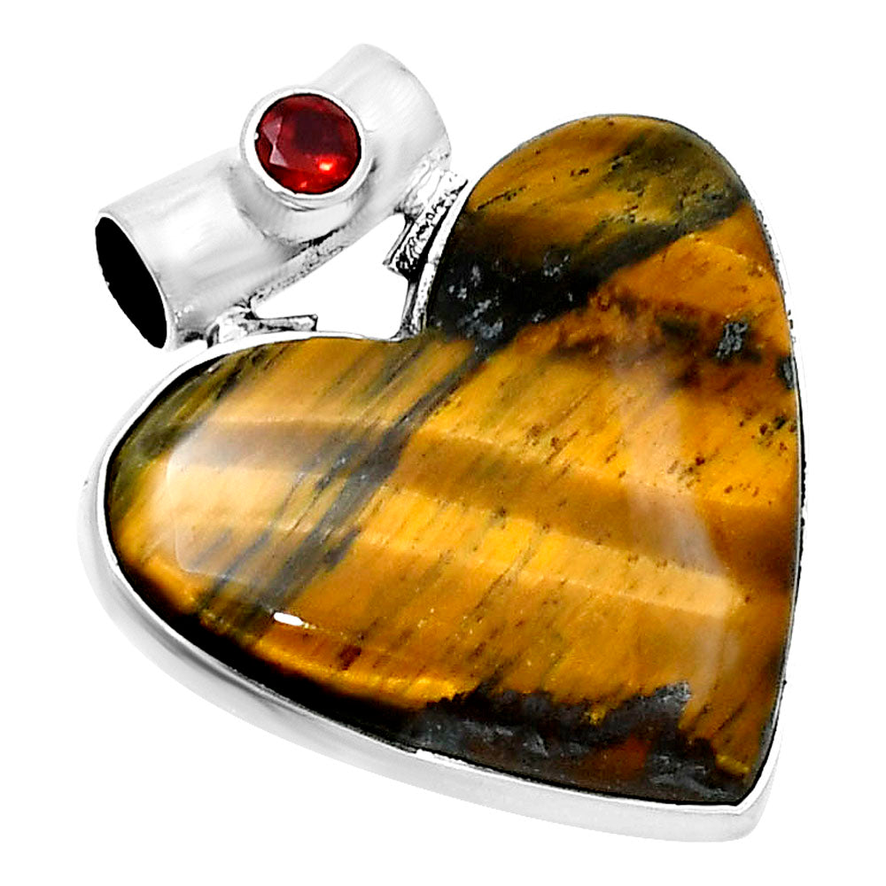 Premium Heart Tiger Eye & Garnet Pendant P-1300 51-EP10452