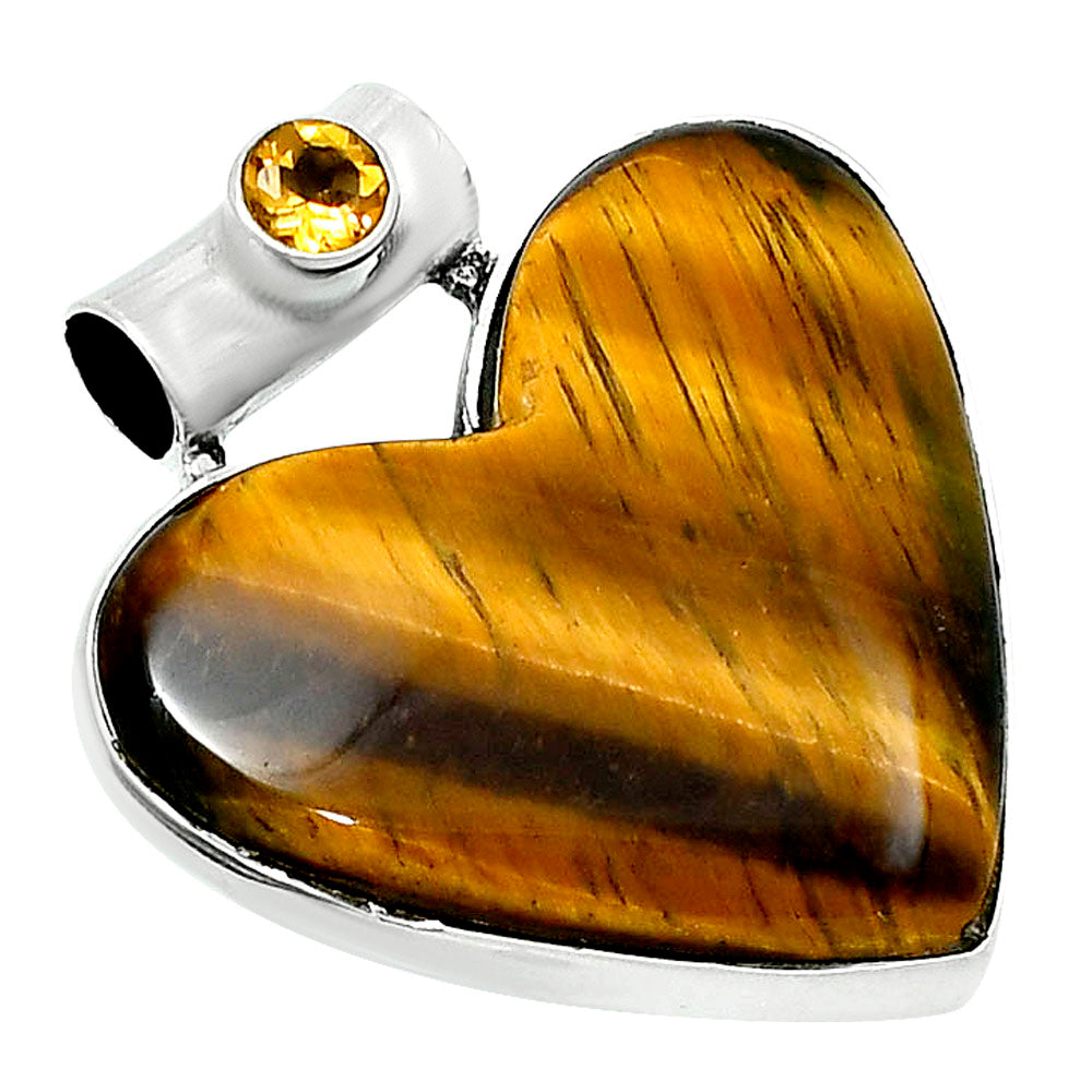 Premium Heart Tiger Eye & Citrine Pendant P-1300 51-EP10461
