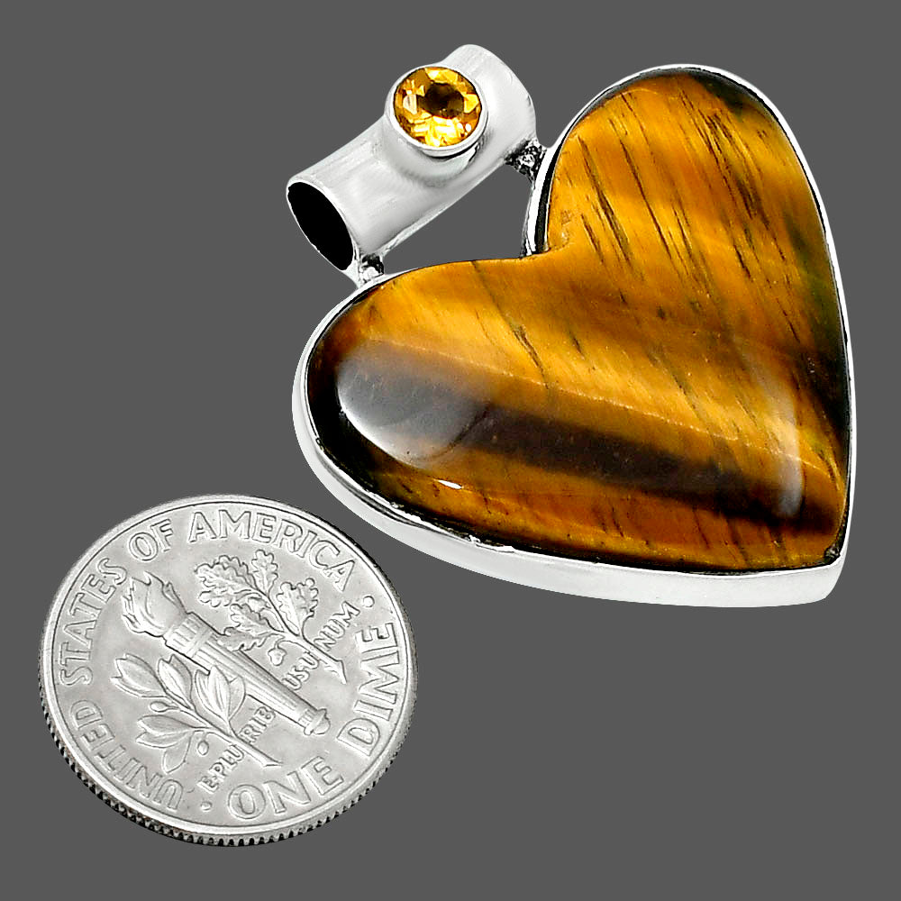 Premium Heart Tiger Eye & Citrine Pendant P-1300 51-EP10461