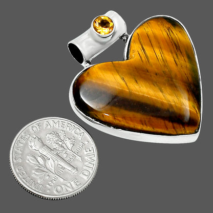 Premium Heart Tiger Eye & Citrine Pendant P-1300 51-EP10461