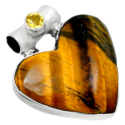 Premium Heart Tiger Eye & Citrine Pendant P-1300 51-EP10462