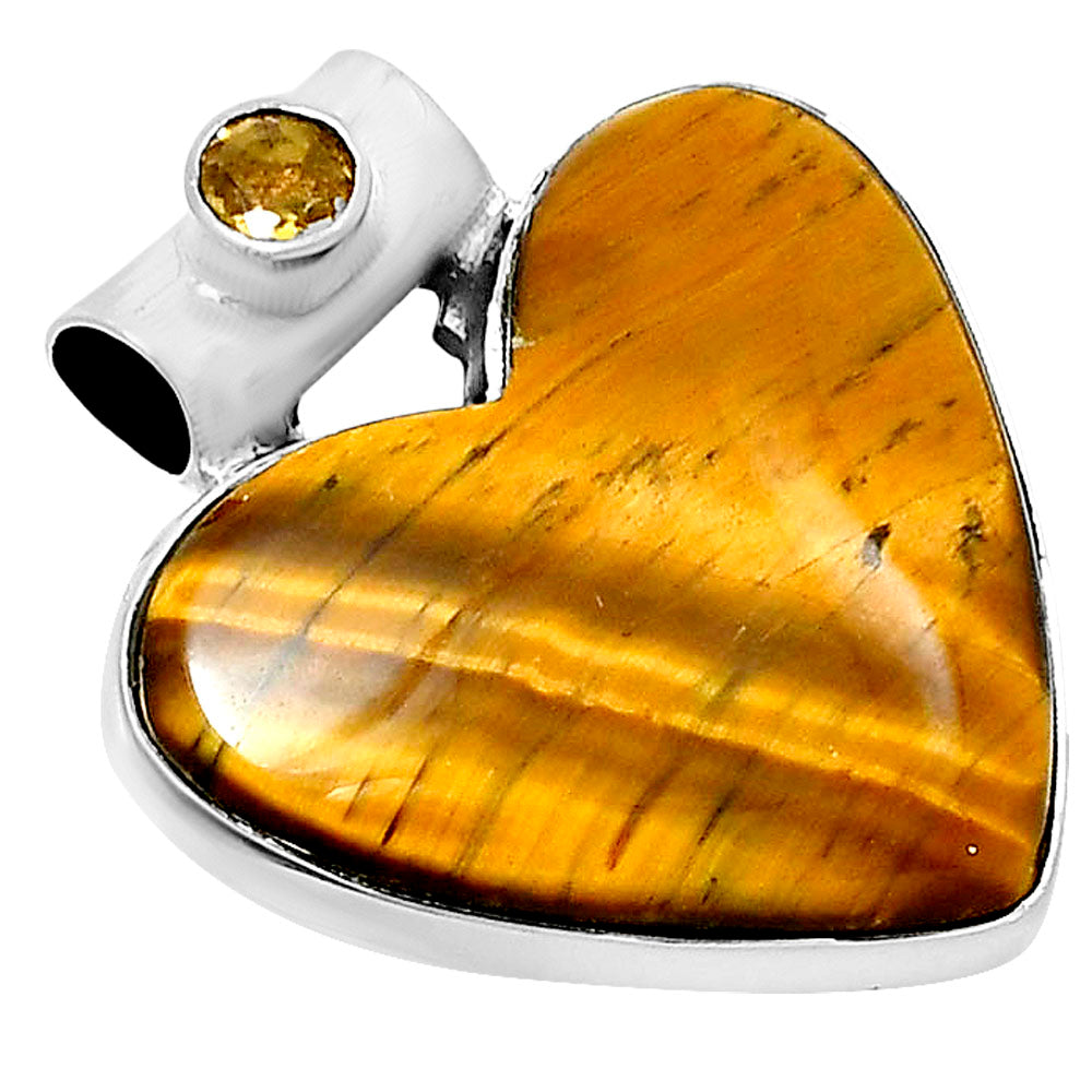 Premium Heart Tiger Eye & Citrine Pendant P-1300 51-EP10463