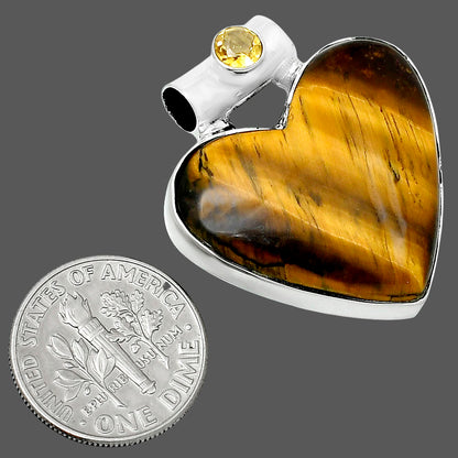 Premium Heart Tiger Eye & Citrine Pendant P-1300 51-EP10464