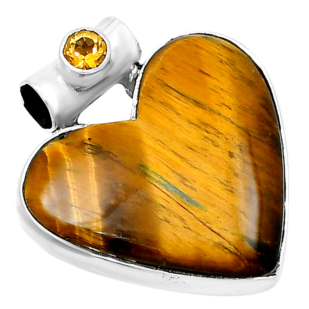 Premium Heart Tiger Eye & Citrine Pendant P-1300 51-EP10465