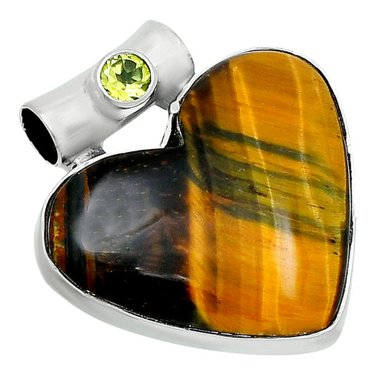 Premium Heart Tiger Eye & Peridot Pendant P-1300 51-EP10468