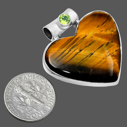 Premium Heart Tiger Eye & Peridot Pendant P-1300 51-EP10470