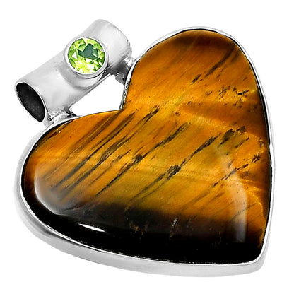 Premium Heart Tiger Eye & Peridot Pendant P-1300 51-EP10470
