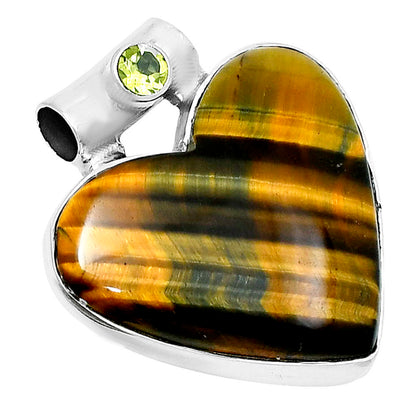 Premium Heart Tiger Eye & Peridot Pendant P-1300 51-EP10471